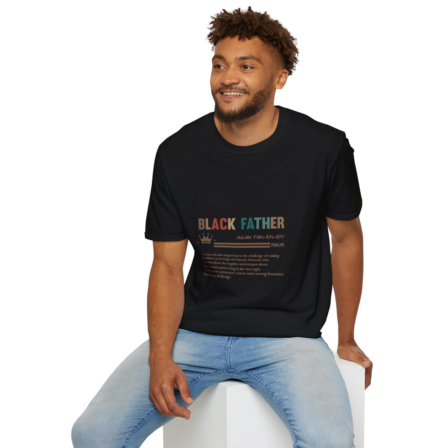 Black Father Pride T-Shirt, Unisex Softstyle Tee, Father's Day Gift, Dad Life Shirt, Family Reunion Apparel