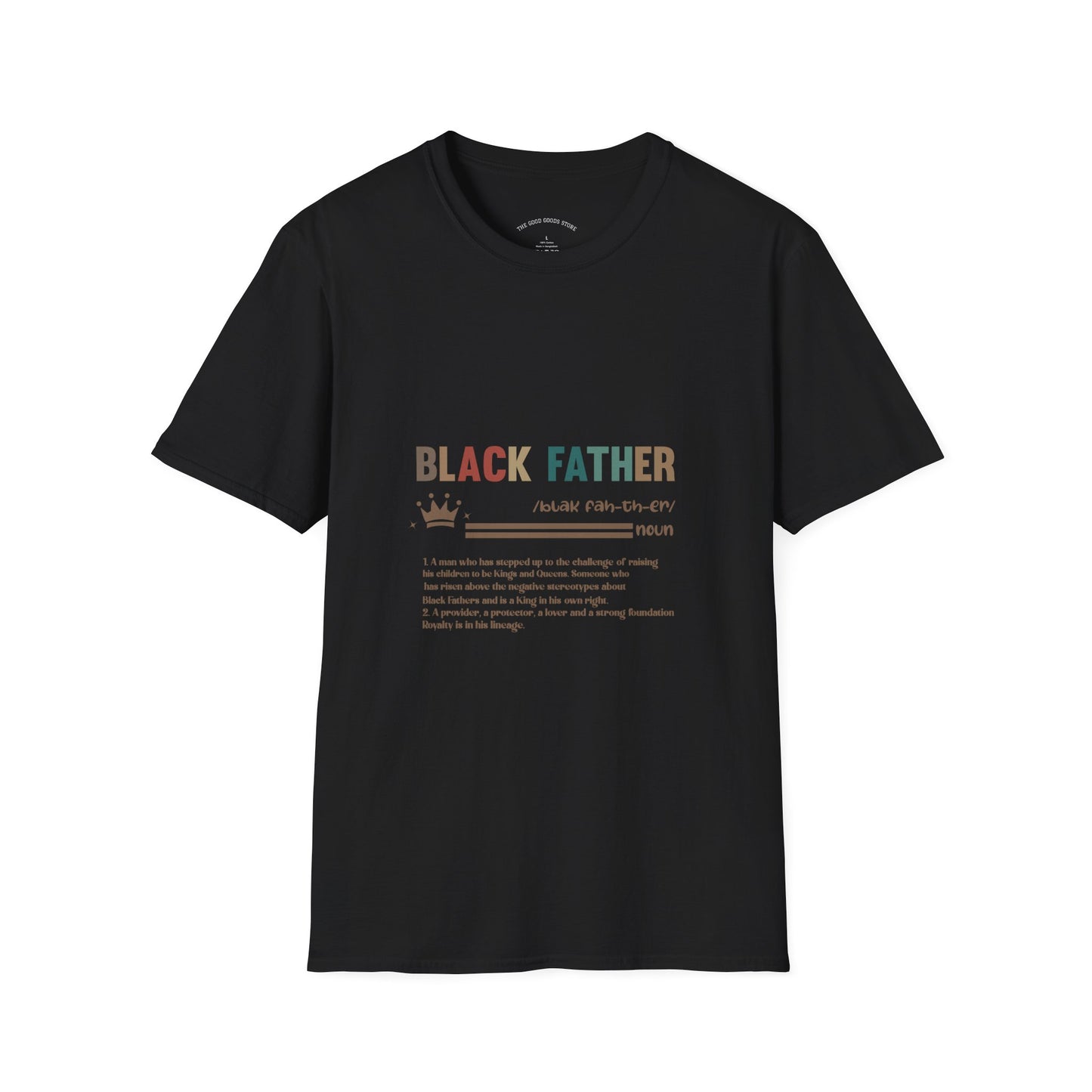 Black Father Pride T-Shirt, Unisex Softstyle Tee, Father's Day Gift, Dad Life Shirt, Family Reunion Apparel