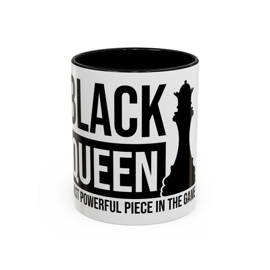 Black Queen Accent Coffee Mug - Empowering Chess Design for Inspired Women