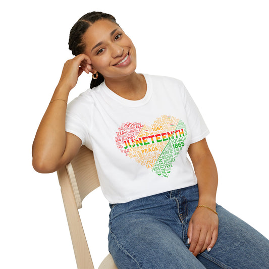 Juneteenth Heart & Fist Unisex T-Shirt | Celebrate Freedom, Equality, & Love, Ideal for Heritage Month, Gifts, Casual Wear