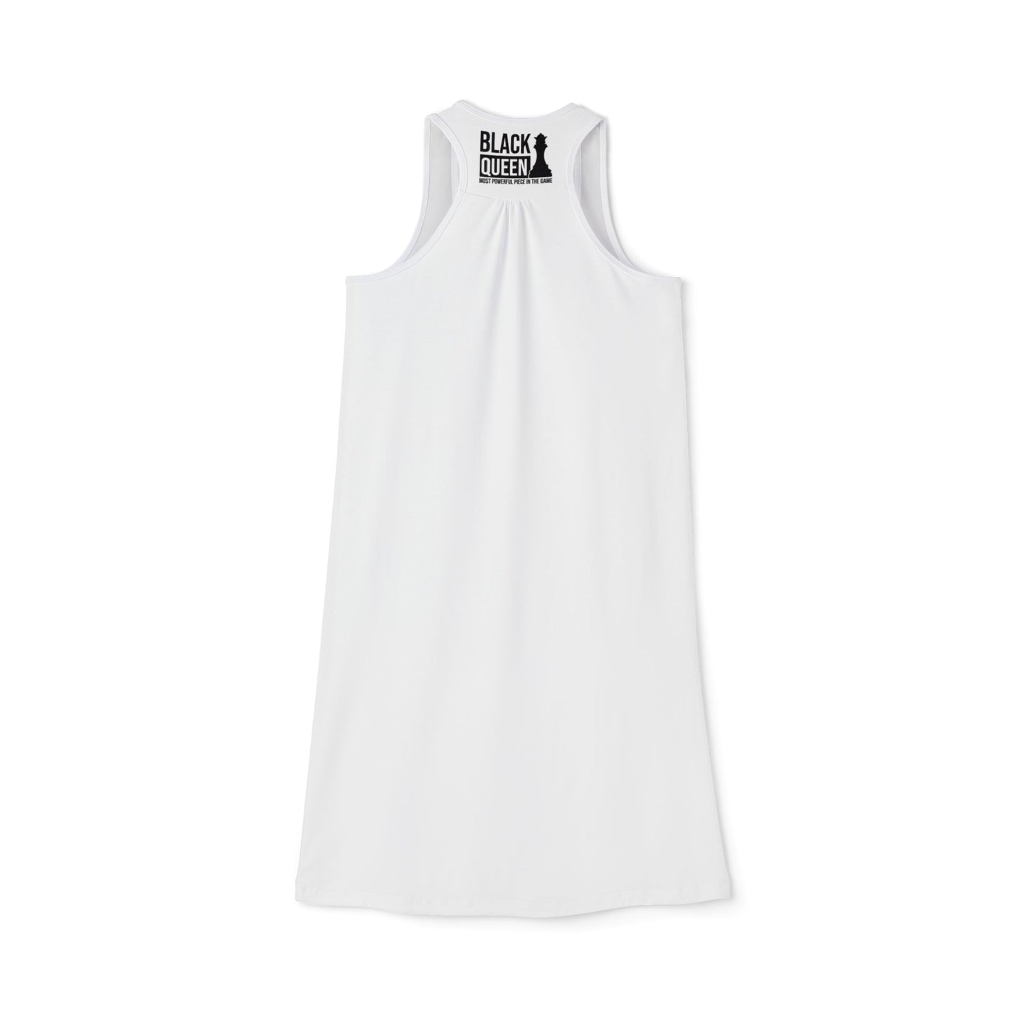 Empowering Women's Racerback Dress - Black Queen, Chess Queen Gift, Summer Dress, Body Positivity, Casual Wear