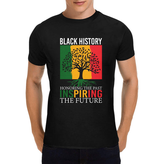 BLACK HISTORY INSPIRING THE FUTURE Men's Heavy Cotton T-Shirt (Two Sides Printing)(Made in Queen)