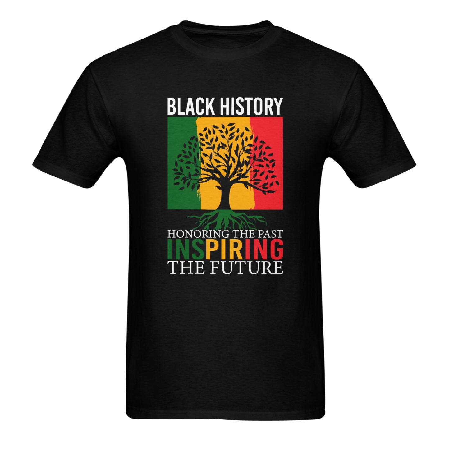 BLACK HISTORY INSPIRING THE FUTURE Men's Heavy Cotton T-Shirt (Two Sides Printing)(Made in Queen)